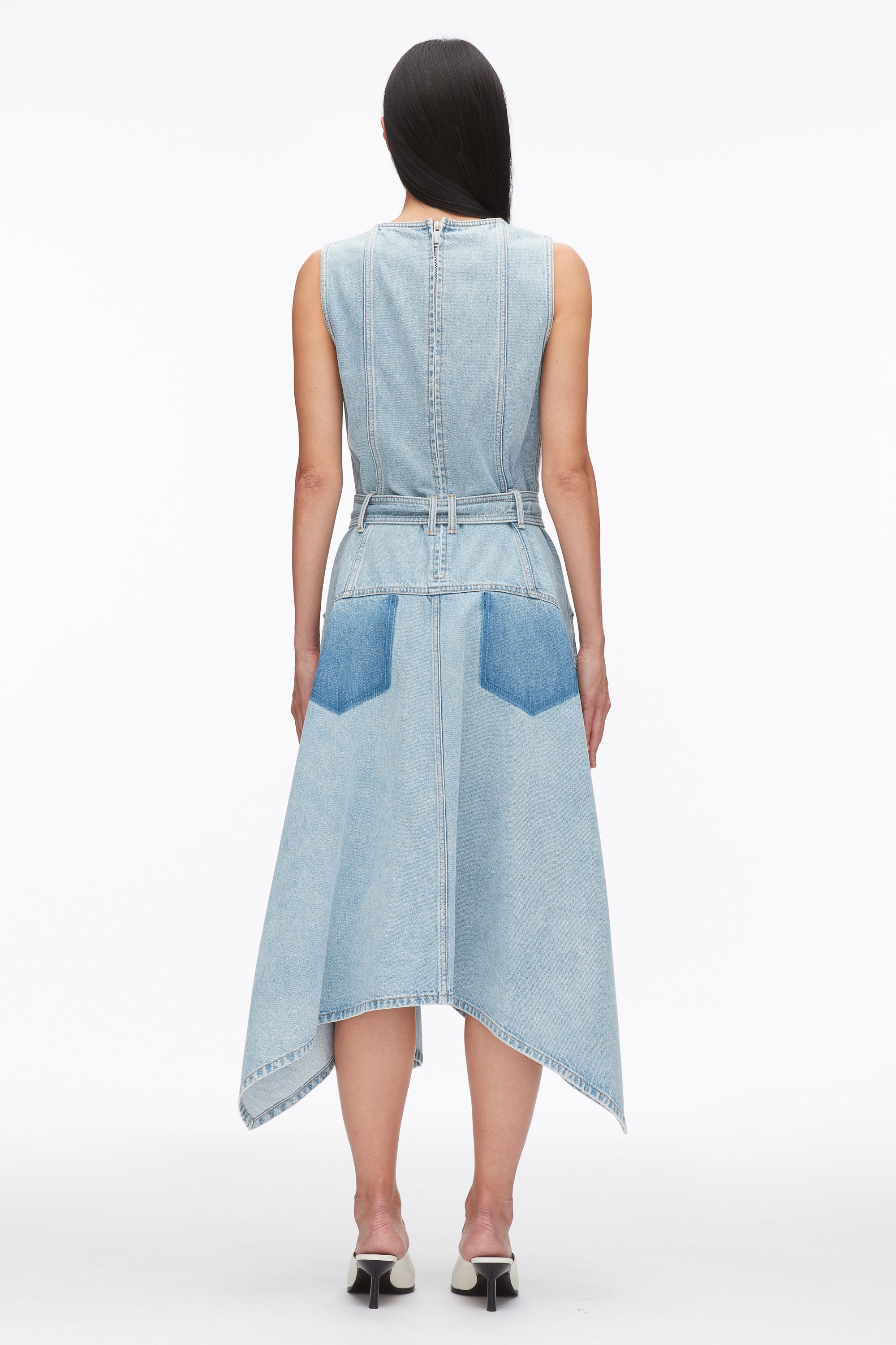 Light Blue Ghost Patch Sleeveless Belted Midi Dress | 3.1 Phillip Lim