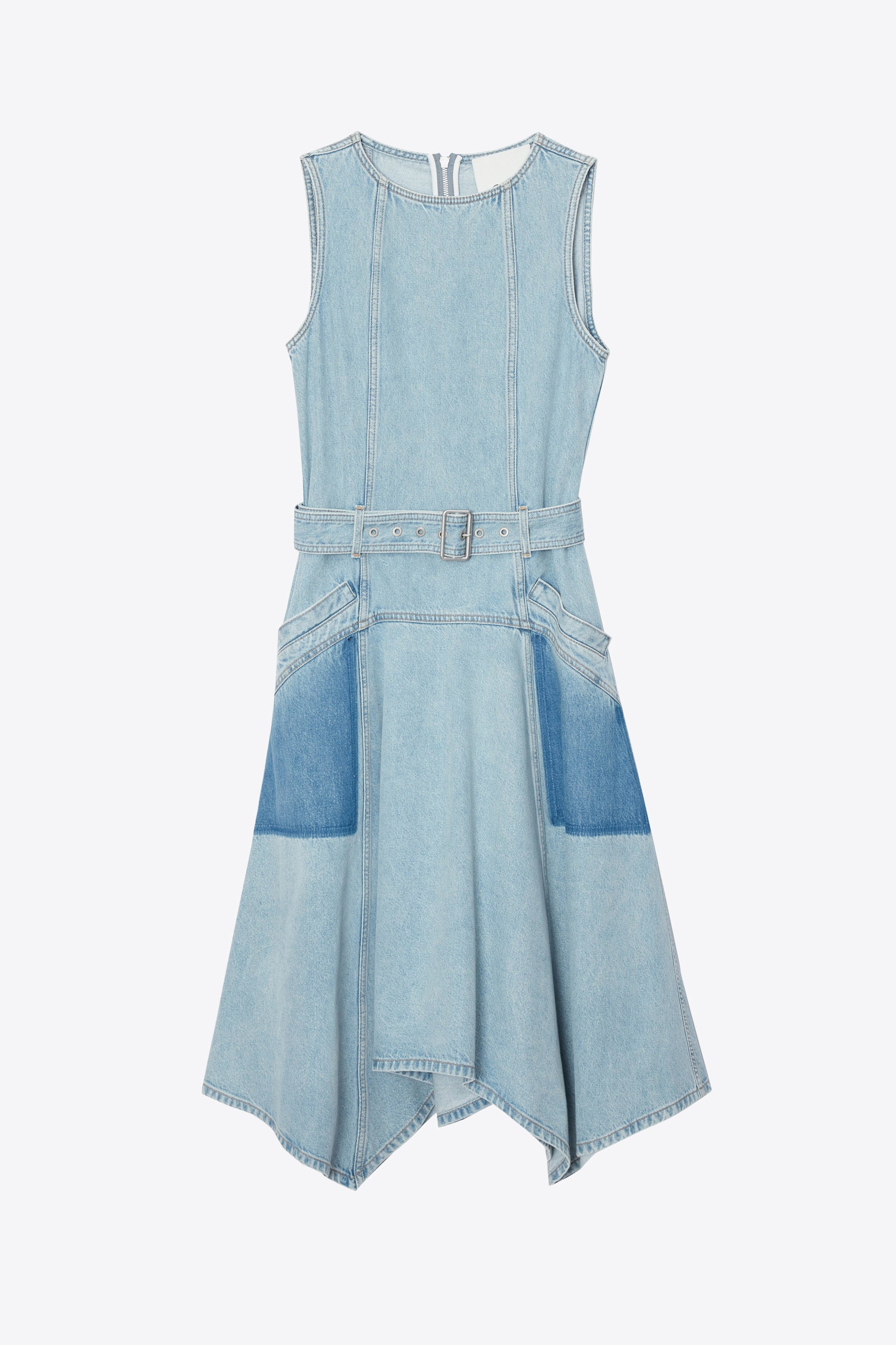 Light Blue Ghost Patch Sleeveless Belted Midi Dress | 3.1 Phillip Lim