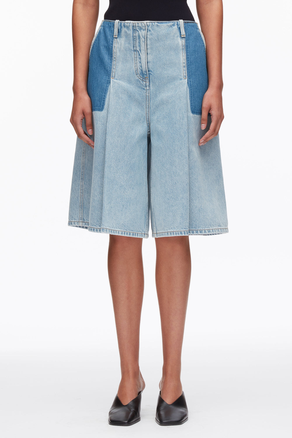 Light Blue Ghost Patch Lightweight Denim Bermuda Shorts | 3.1 Phillip Lim