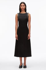 Black Studded Satin Sleeveless Midi Dress | 3.1 Phillip Lim