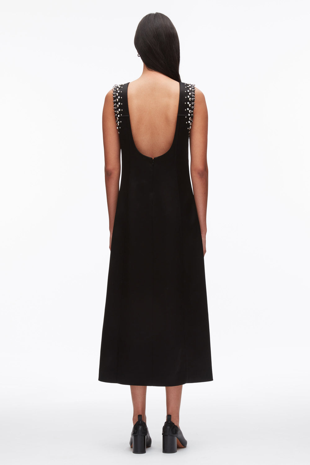 Black Studded Satin Sleeveless Midi Dress | 3.1 Phillip Lim