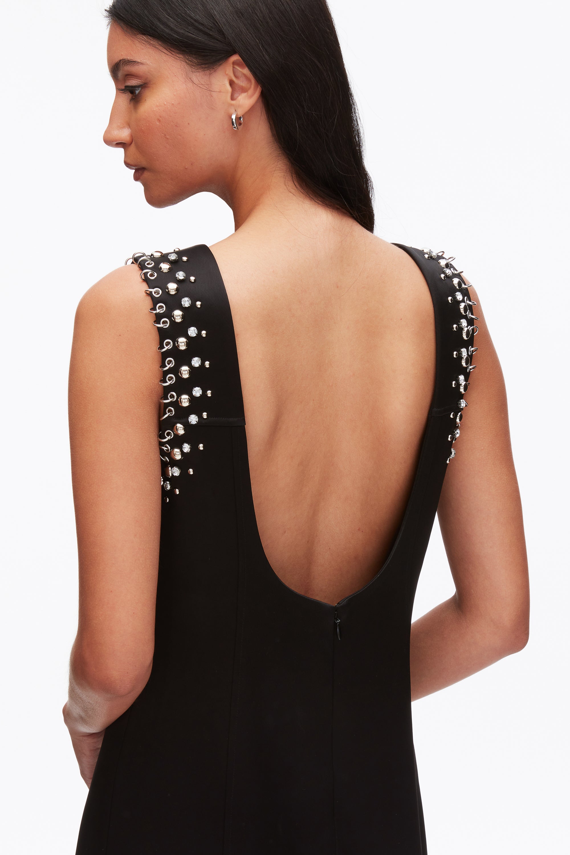 Black Studded Satin Sleeveless Midi Dress | 3.1 Phillip Lim