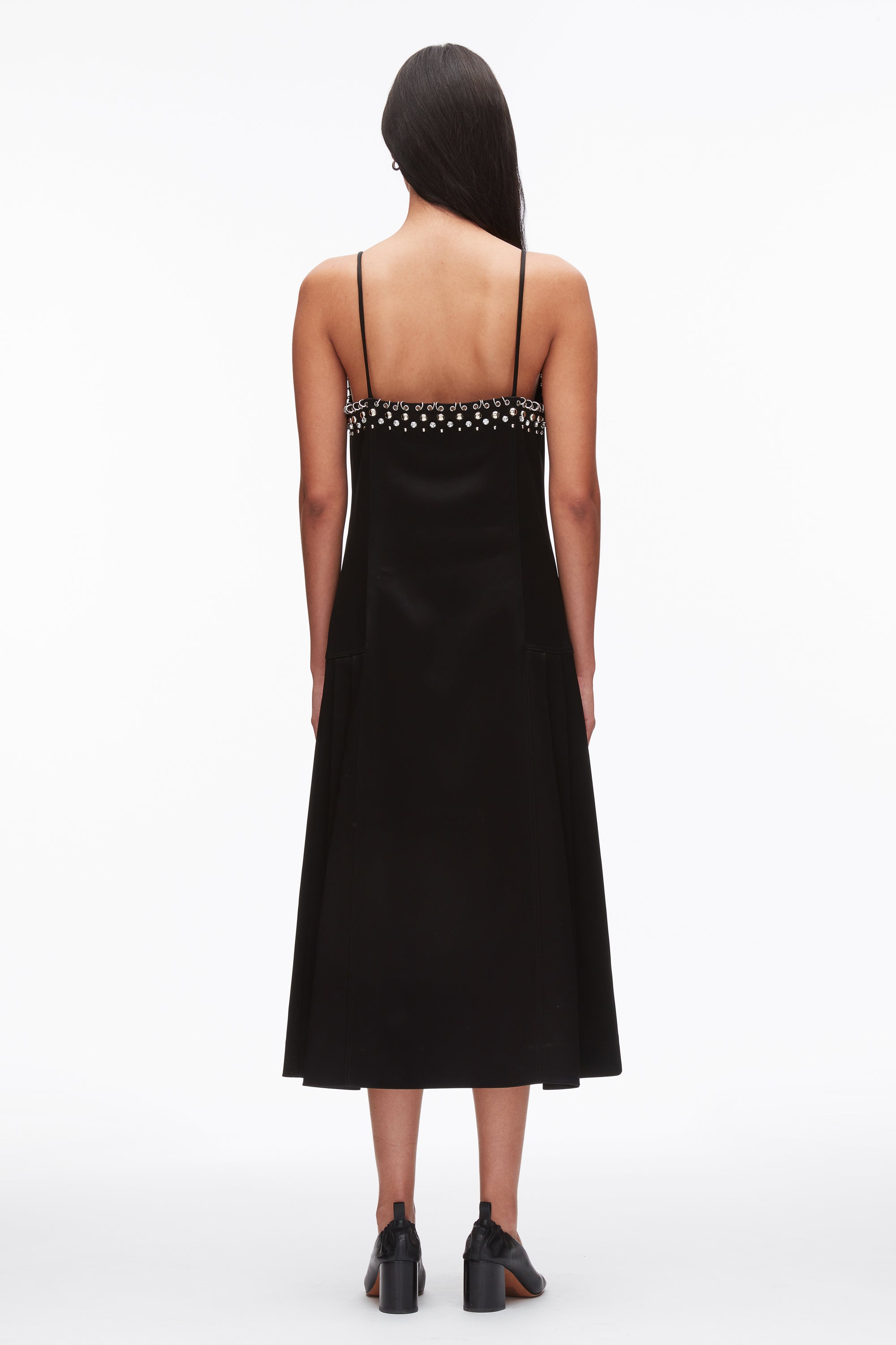 Black Studded Satin Pleated Cami Midi Dress | 3.1 Phillip Lim
