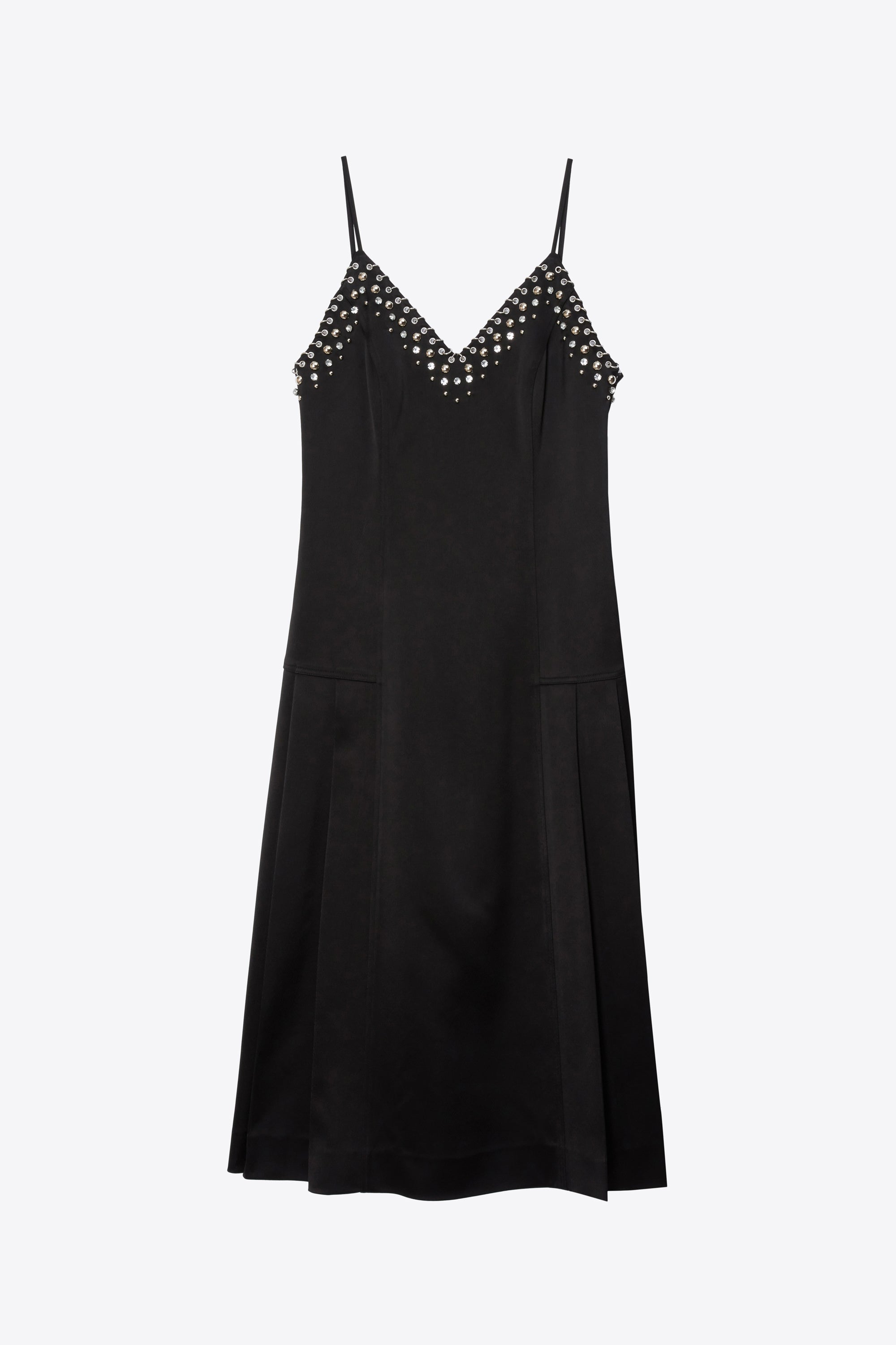 Black Studded Satin Pleated Cami Midi Dress | 3.1 Phillip Lim