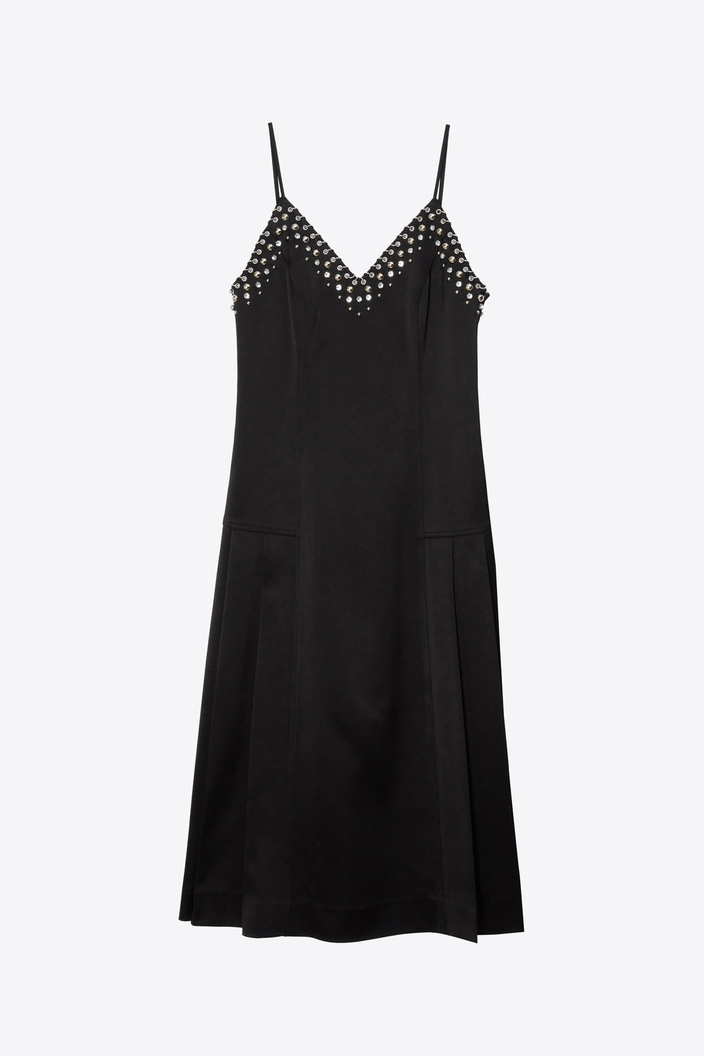 Black Studded Satin Pleated Cami Midi Dress | 3.1 Phillip Lim