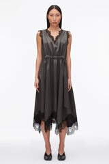 Slate V-Neck Midi Dress with Lace Trim | 3.1 Phillip Lim