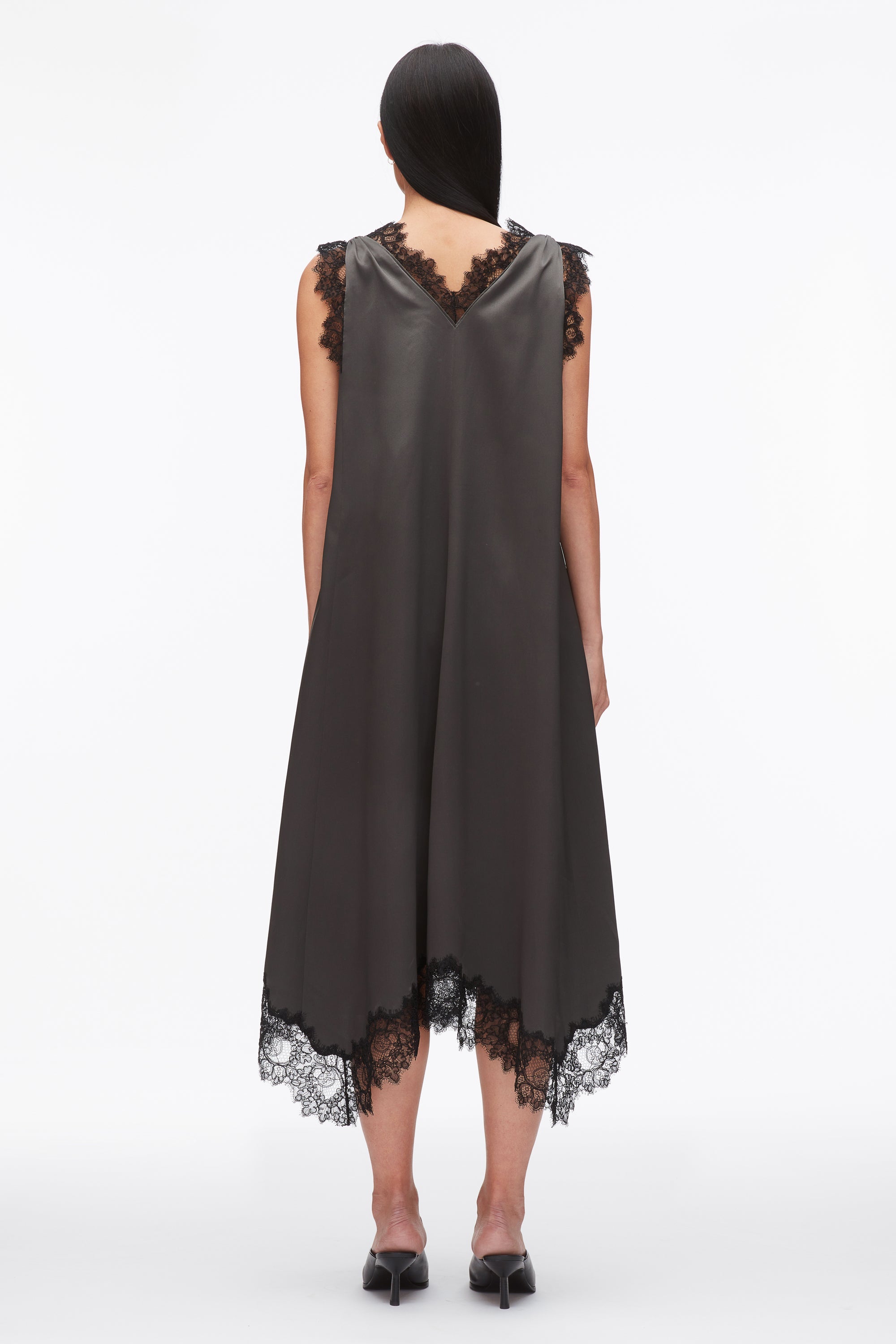 Slate V-Neck Midi Dress with Lace Trim | 3.1 Phillip Lim