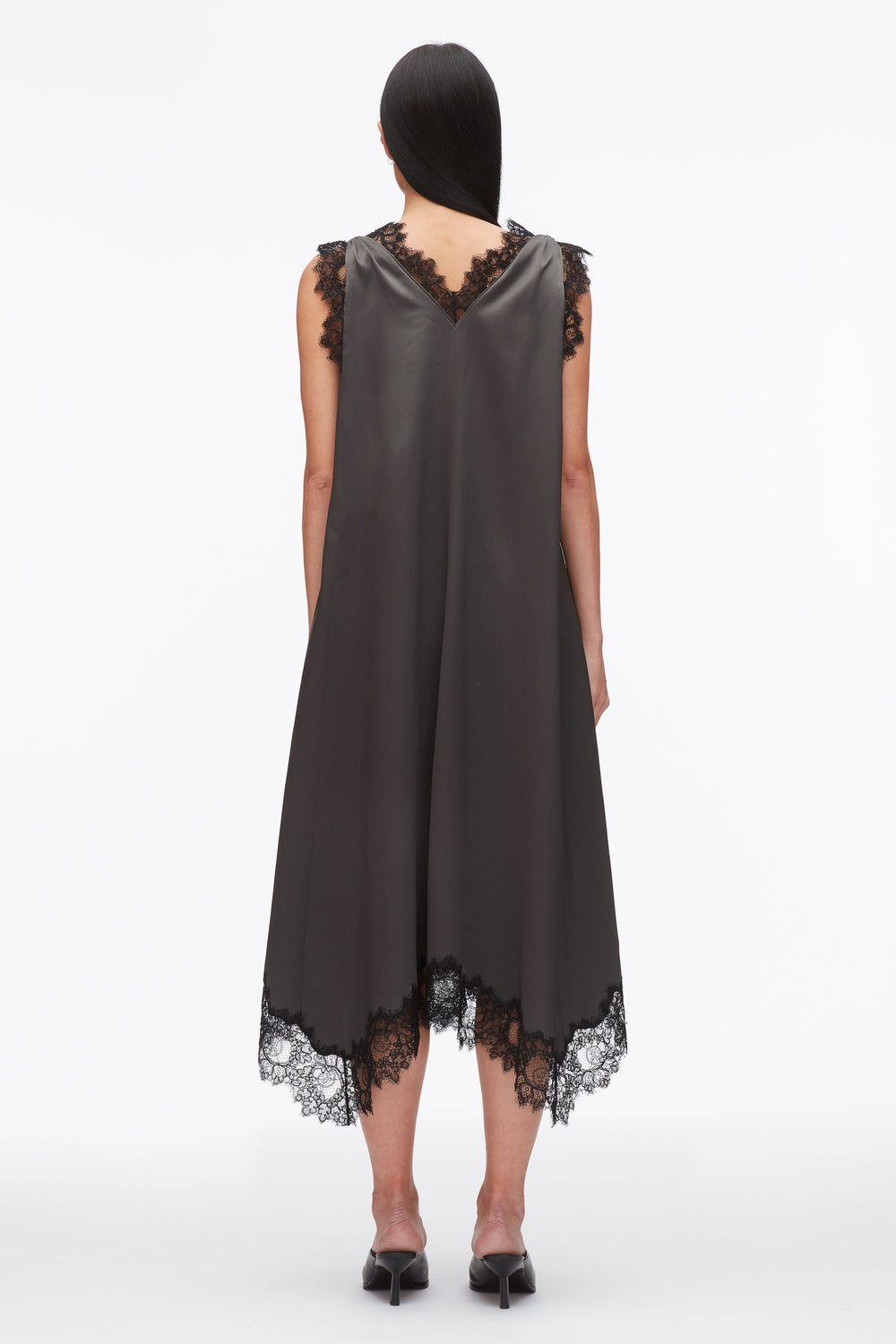 Slate V-Neck Midi Dress with Lace Trim | 3.1 Phillip Lim