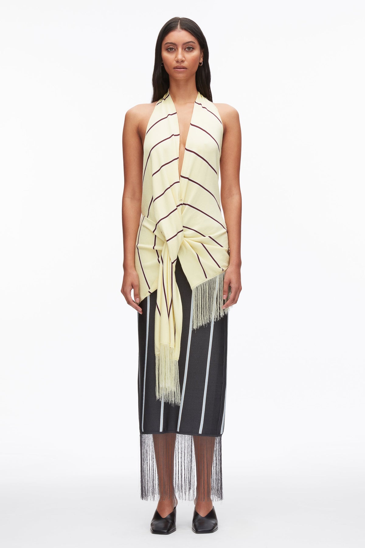 Yuzu Multi Draped Stripe Halter Top with Fringe | 3.1 Phillip Lim