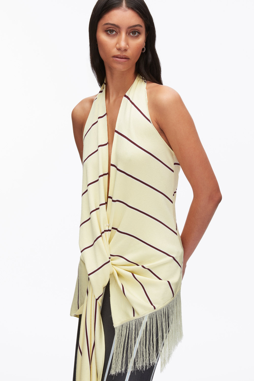 Yuzu Multi Draped Stripe Halter Top with Fringe | 3.1 Phillip Lim