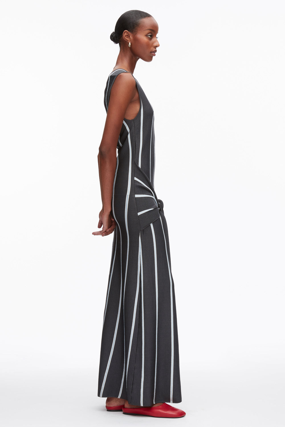 Slate Multi Stripe Midi Dress with Fringe Waist Tie | 3.1 Phillip Lim