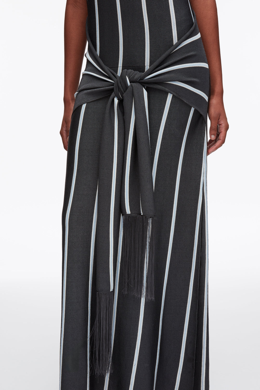 Slate Multi Stripe Midi Dress with Fringe Waist Tie | 3.1 Phillip Lim