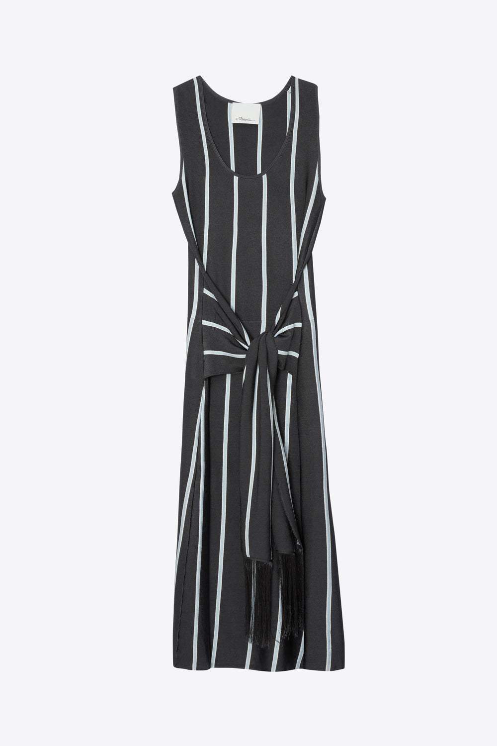 Slate Multi Stripe Midi Dress with Fringe Waist Tie | 3.1 Phillip Lim