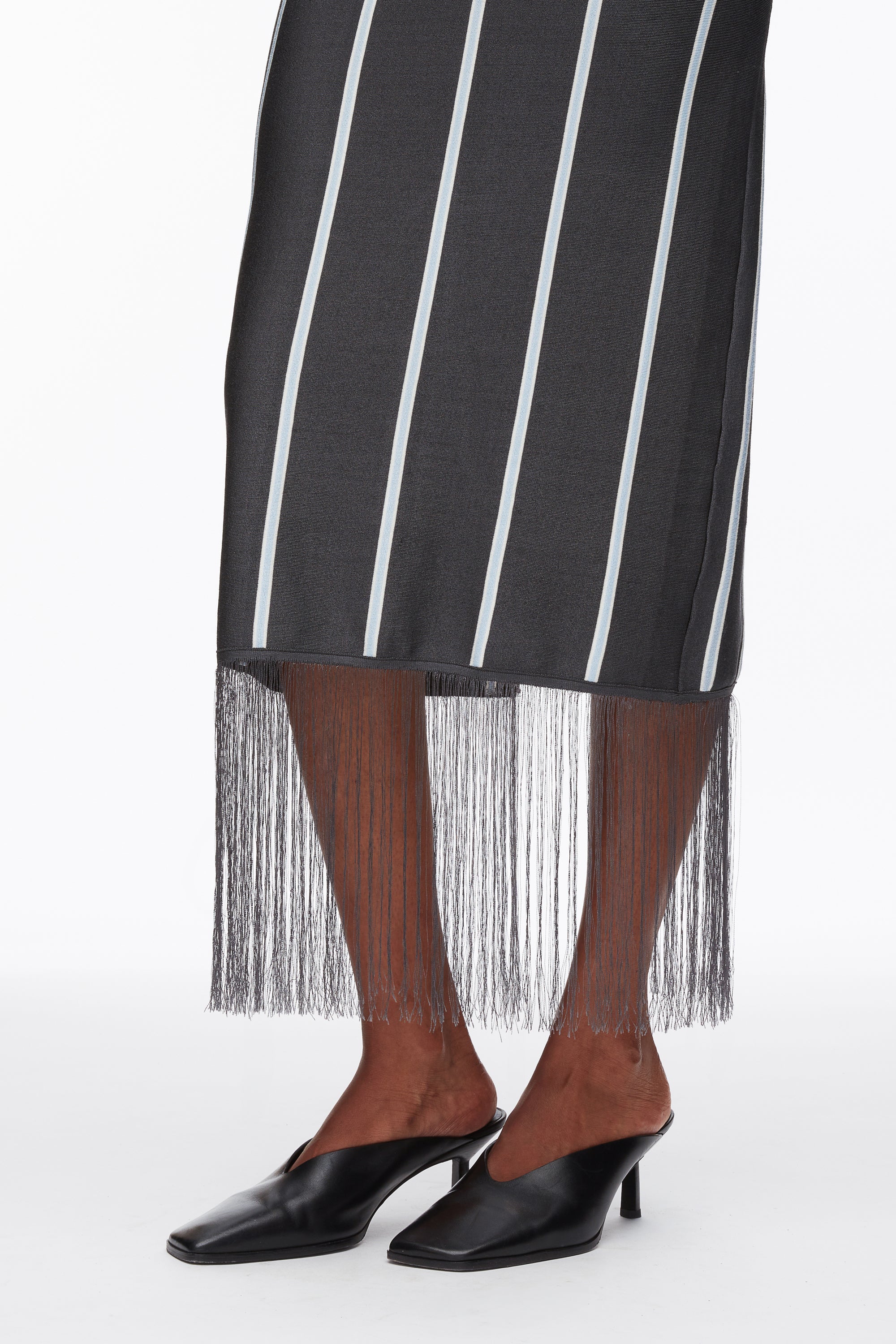 Slate Multi Stripe Midi Skirt with Fringe | 3.1 Phillip Lim
