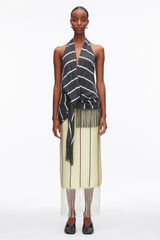 Slate Multi Draped Stripe Halter Top with Fringe | 3.1 Phillip Lim