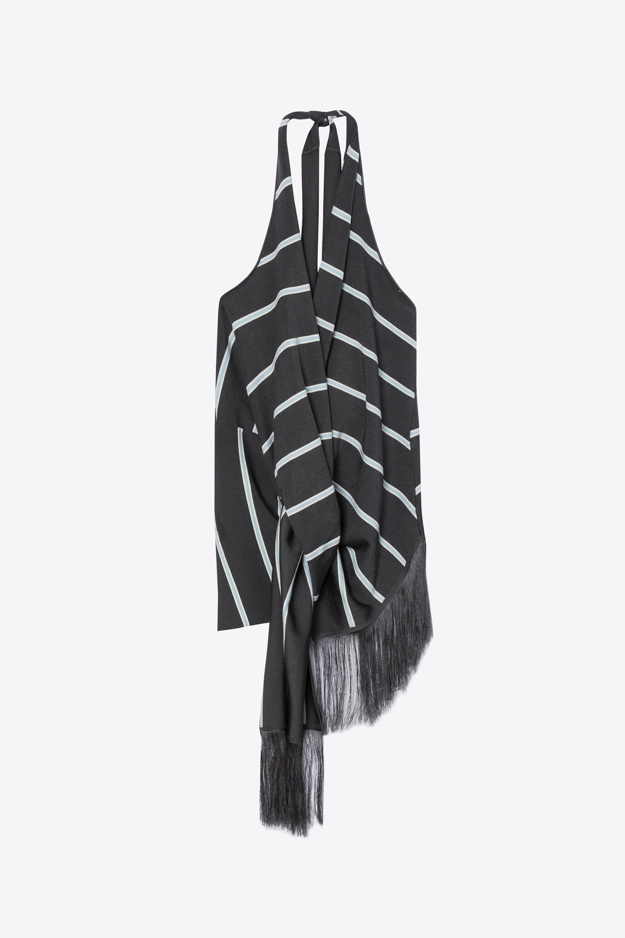 Slate Multi Draped Stripe Halter Top with Fringe | 3.1 Phillip Lim
