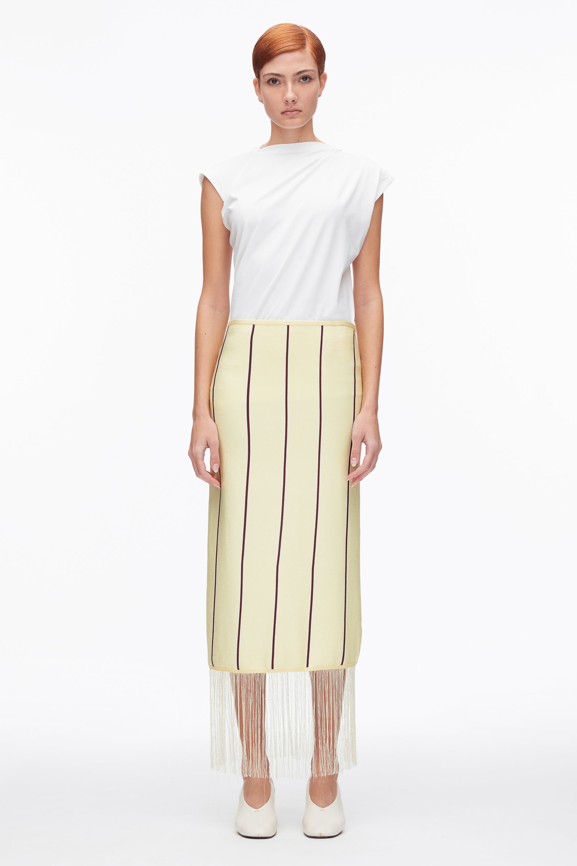 Yuzu Multi Stripe Midi Skirt with Fringe | 3.1 Phillip Lim