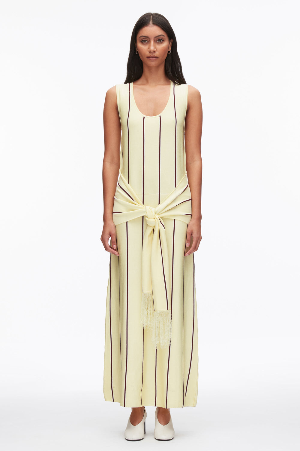 Yuzu Multi Stripe Midi Dress with Fringe Waist Tie | 3.1 Phillip Lim