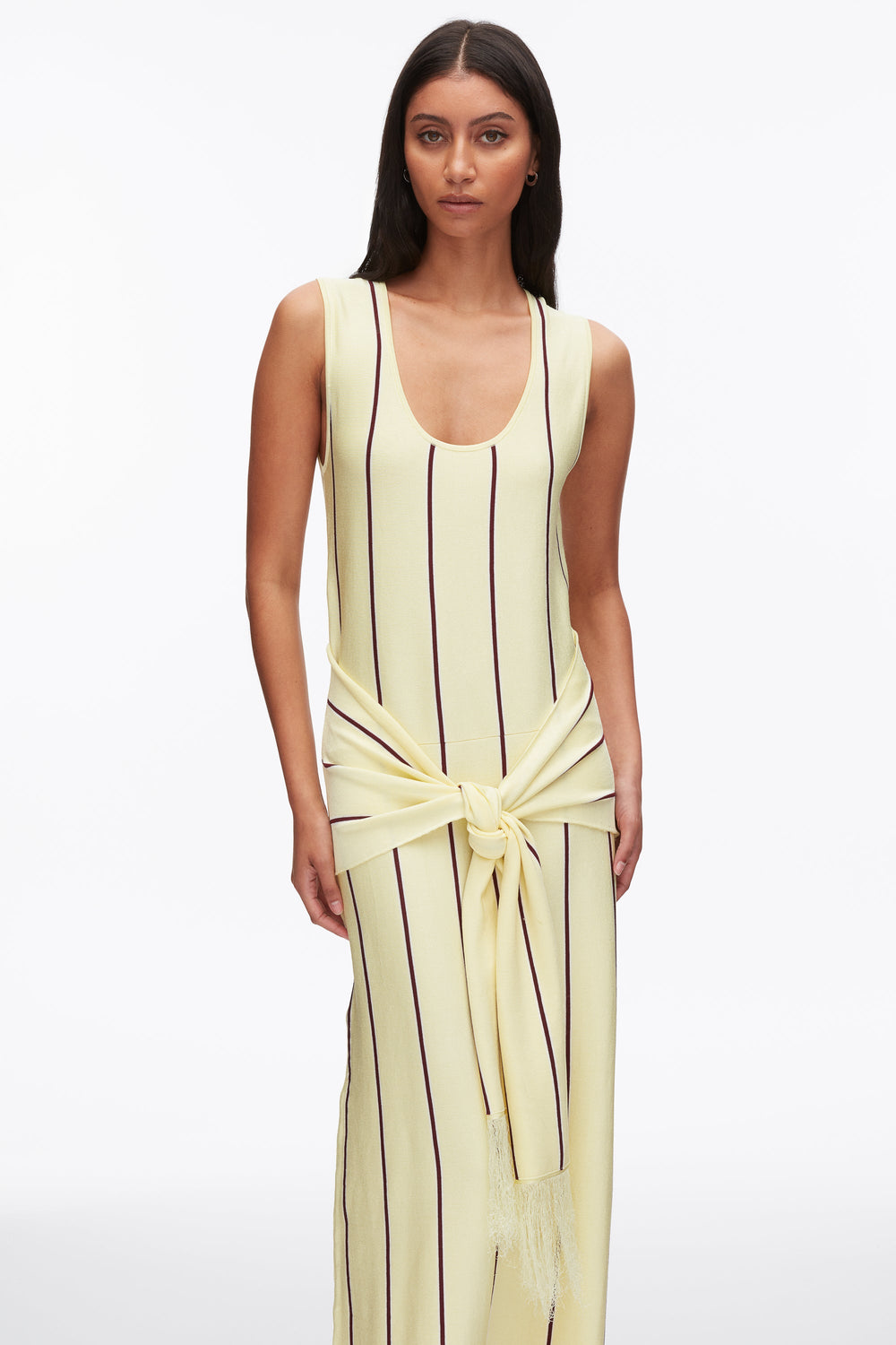 Yuzu Multi Stripe Midi Dress with Fringe Waist Tie | 3.1 Phillip Lim