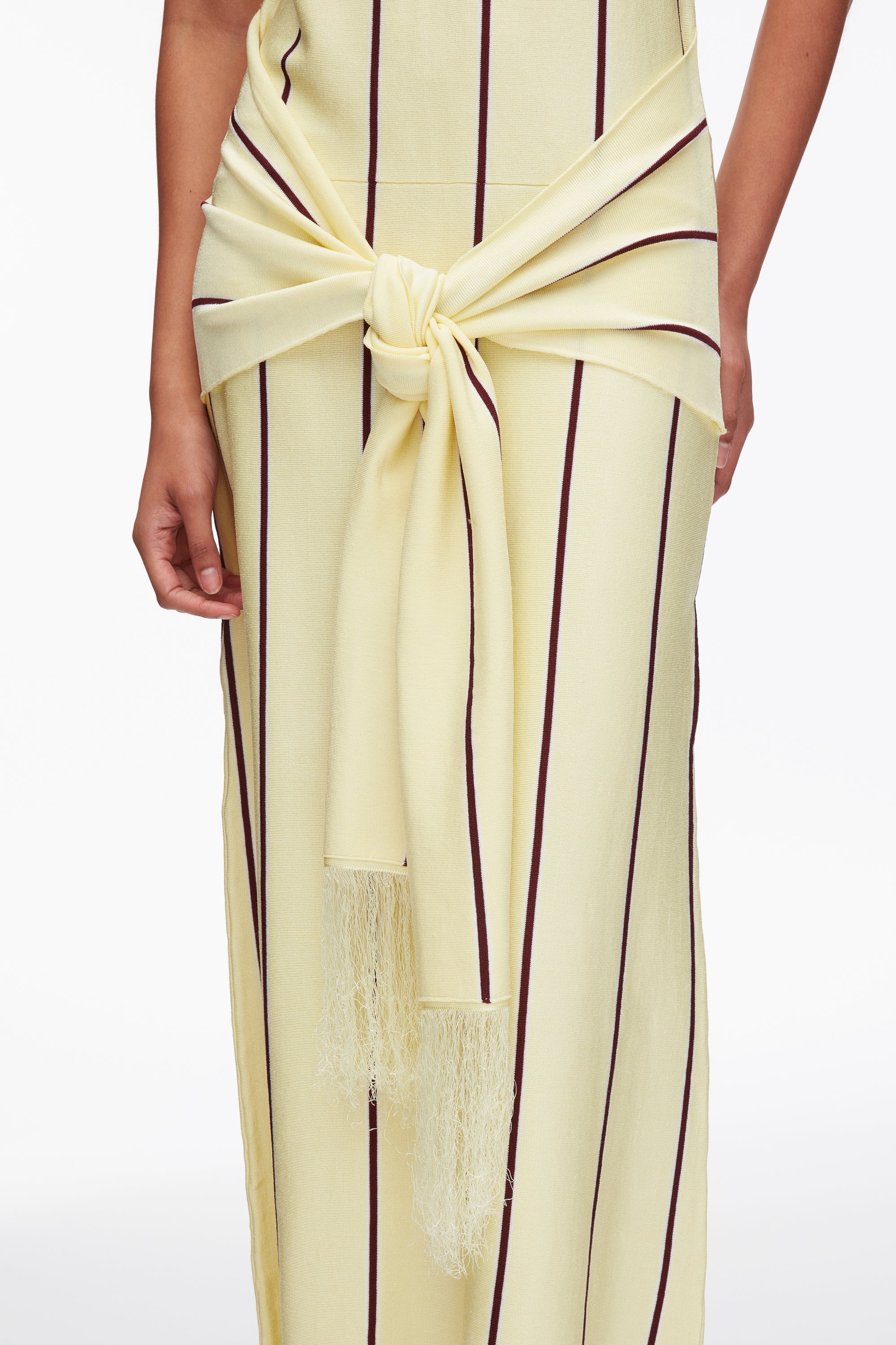 Yuzu Multi Stripe Midi Dress with Fringe Waist Tie | 3.1 Phillip Lim