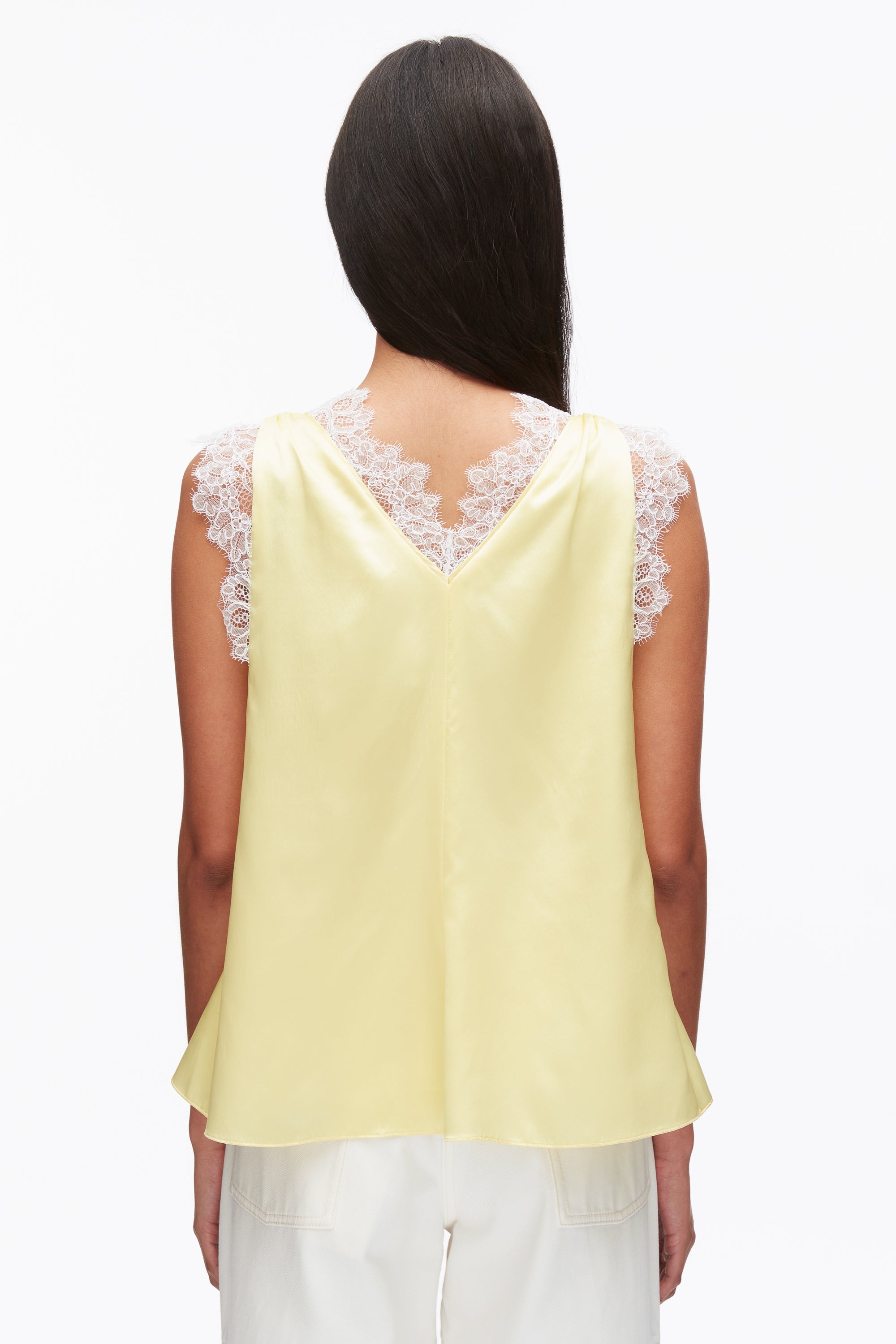 Yuzu Sleeveless Satin V-Neck with Lace Trim | 3.1 Phillip Lim