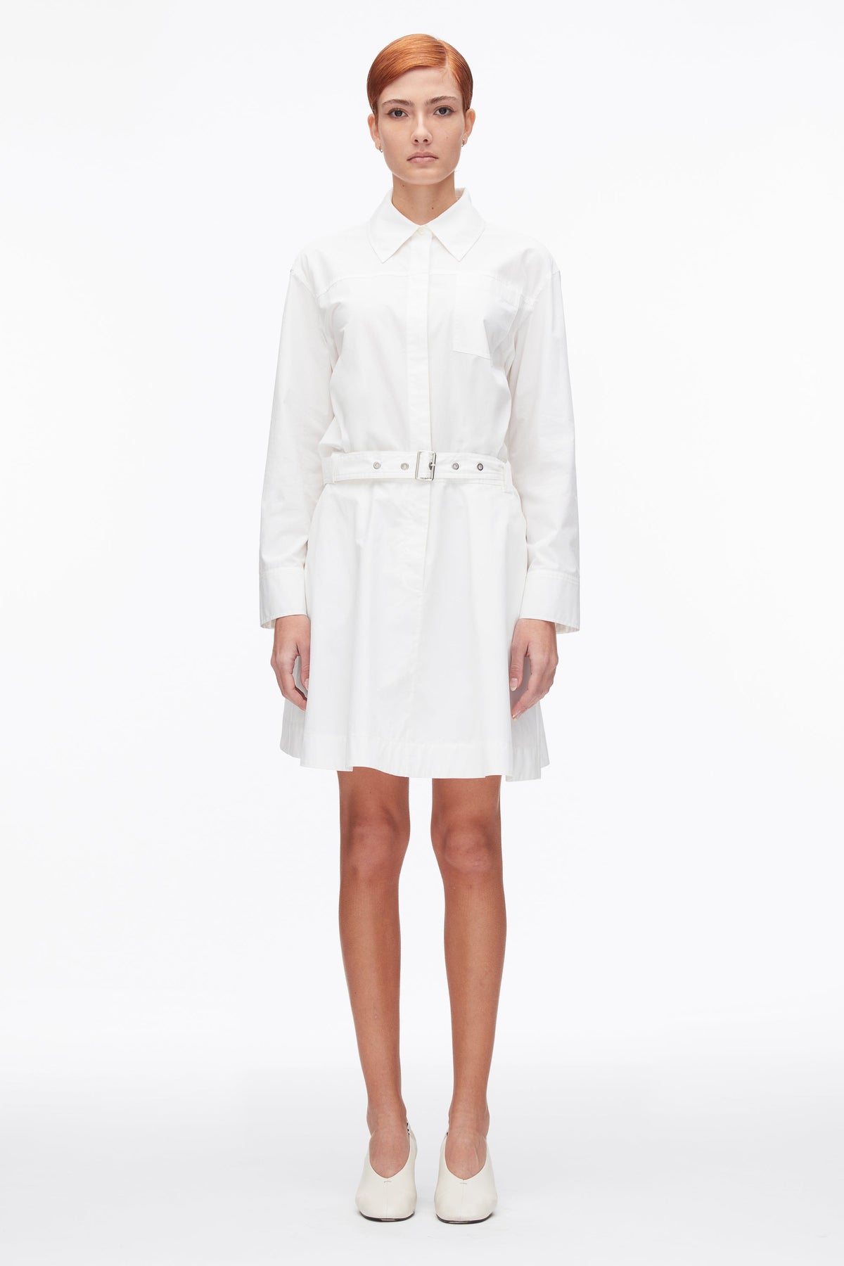 White Belted Structured Cotton Shirt Dress | 3.1 Phillip Lim