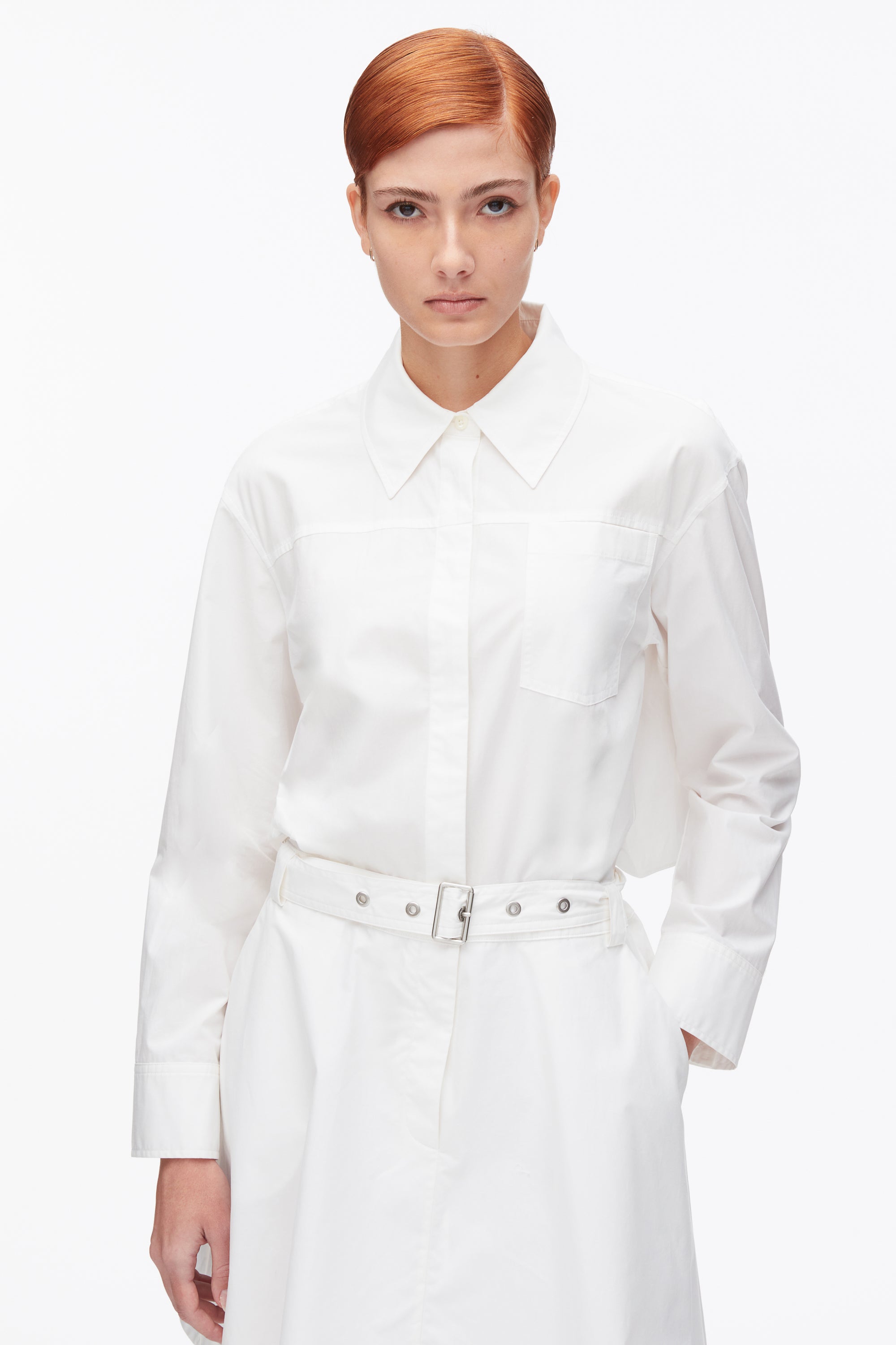 White Belted Structured Cotton Shirt Dress | 3.1 Phillip Lim
