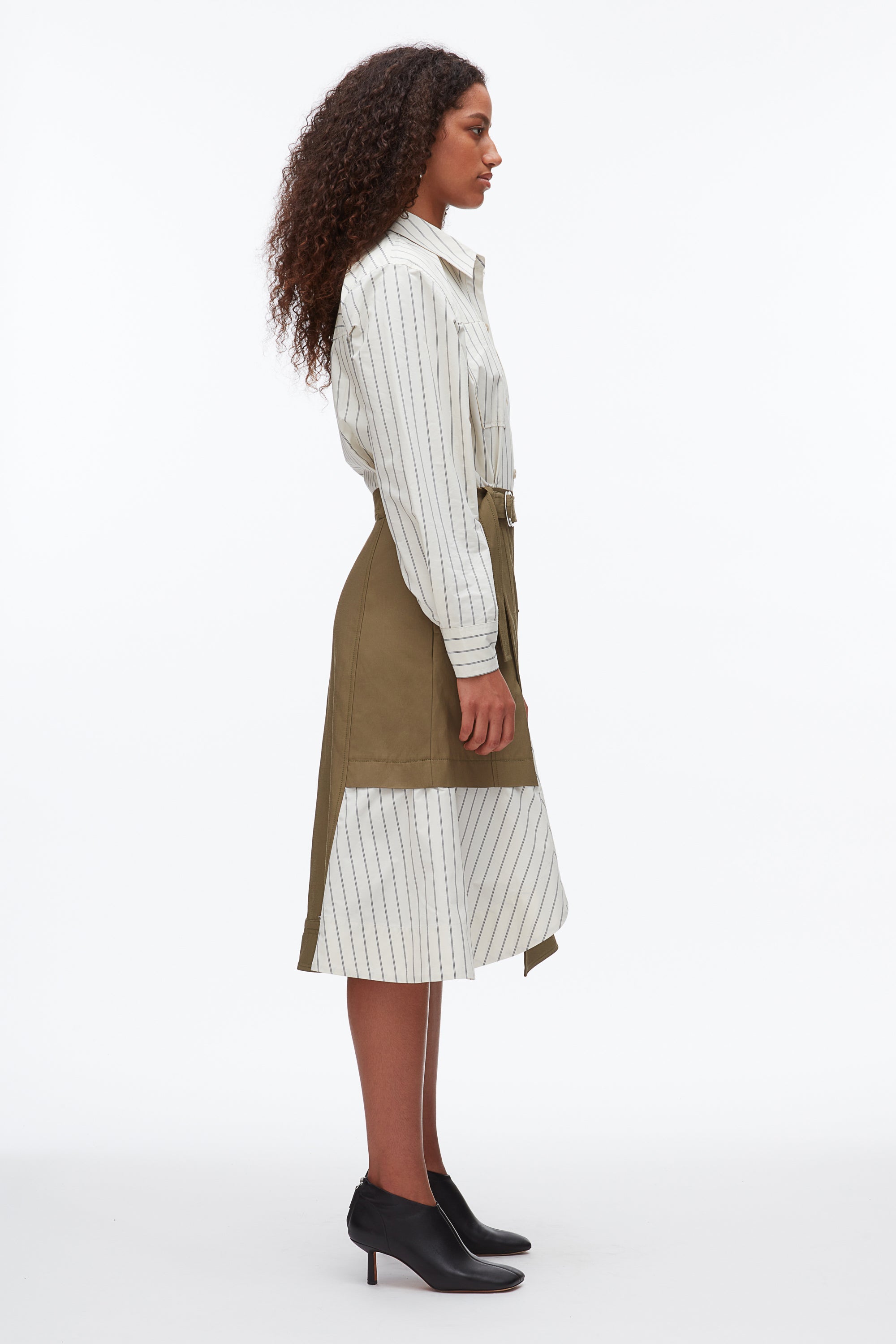 Caper-Cream Multi Hybrid Utility Shirt Dress | 3.1 Phillip Lim