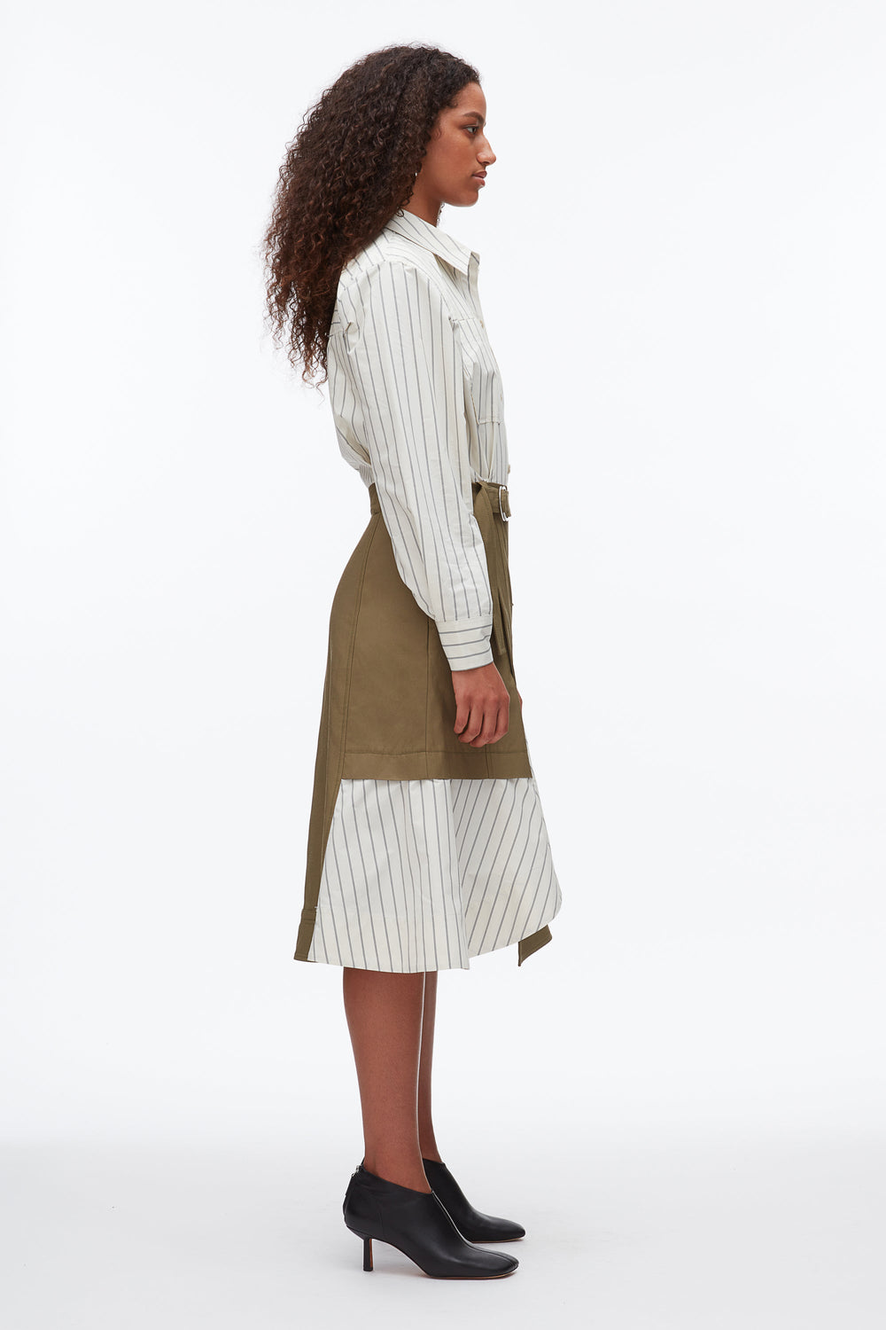 Caper-Cream Multi Hybrid Utility Shirt Dress | 3.1 Phillip Lim