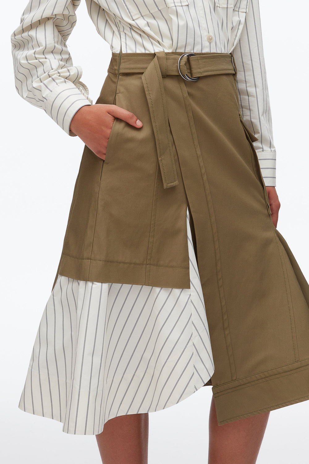 Caper-Cream Multi Hybrid Utility Shirt Dress | 3.1 Phillip Lim