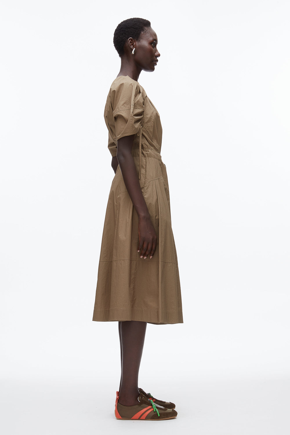 Caper Poplin Ruched Sleeve Midi Dress | 3.1 Phillip Lim