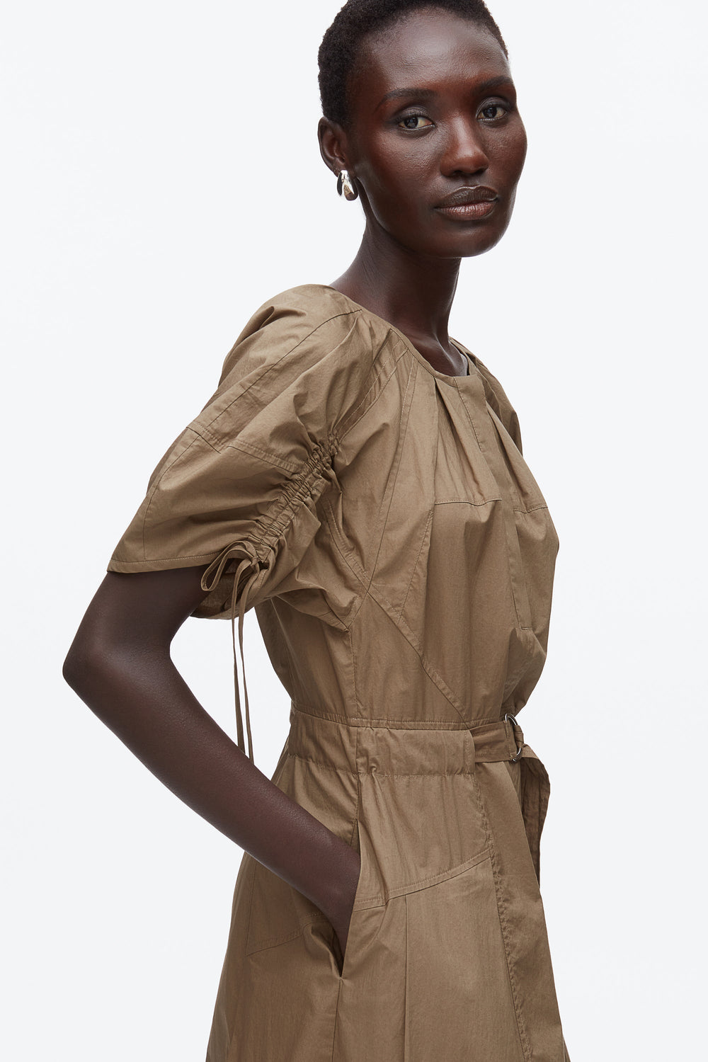 Caper Poplin Ruched Sleeve Midi Dress | 3.1 Phillip Lim