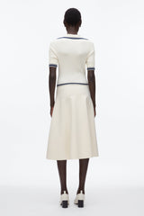 Ecru-Navy Textured Rib Polo Midi Dress | 3.1 Phillip Lim