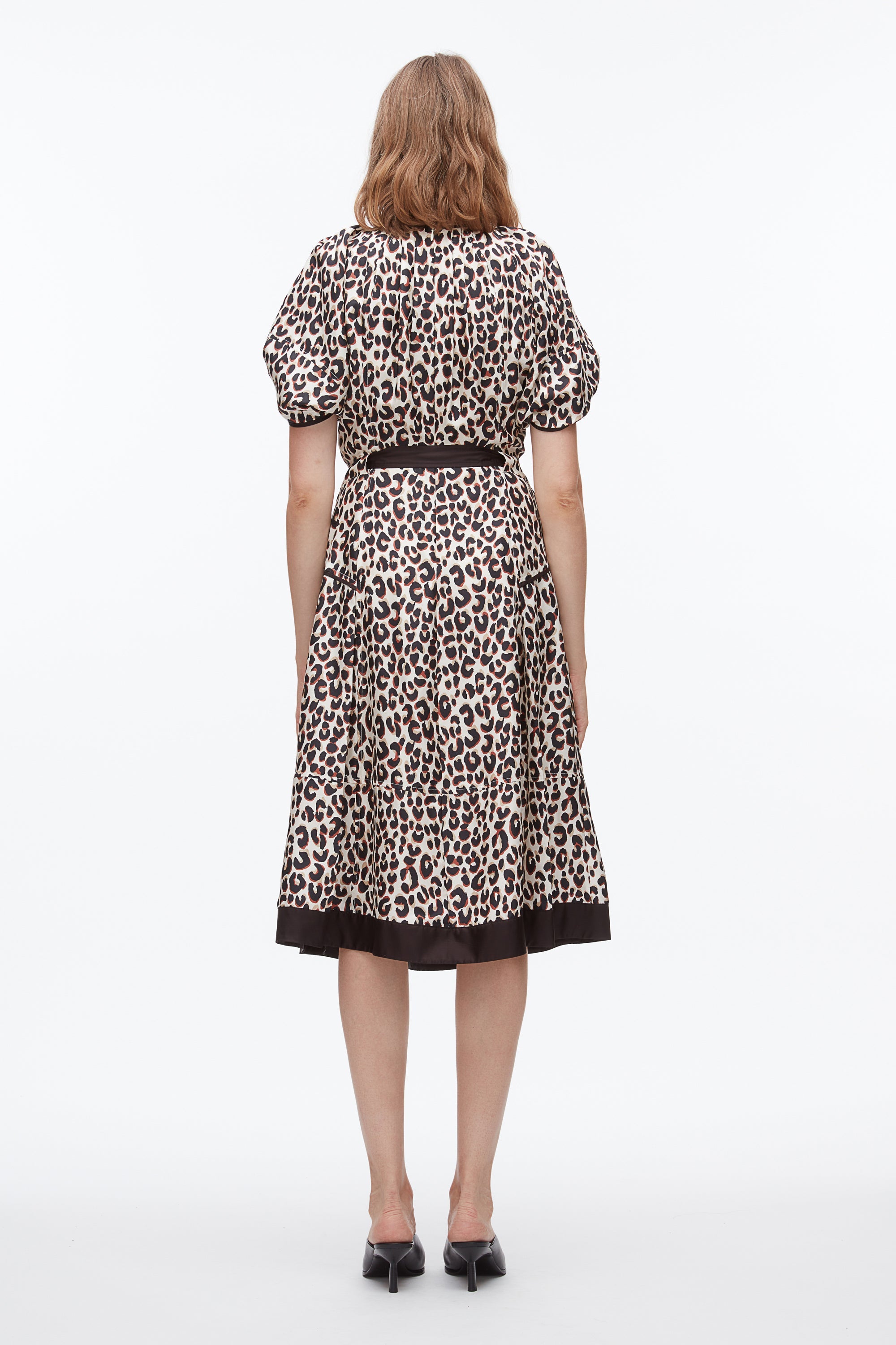 Chalk Multi Leopard Ruched Sleeve Midi Dress | 3.1 Phillip Lim