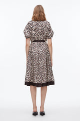 Chalk Multi Leopard Ruched Sleeve Midi Dress | 3.1 Phillip Lim