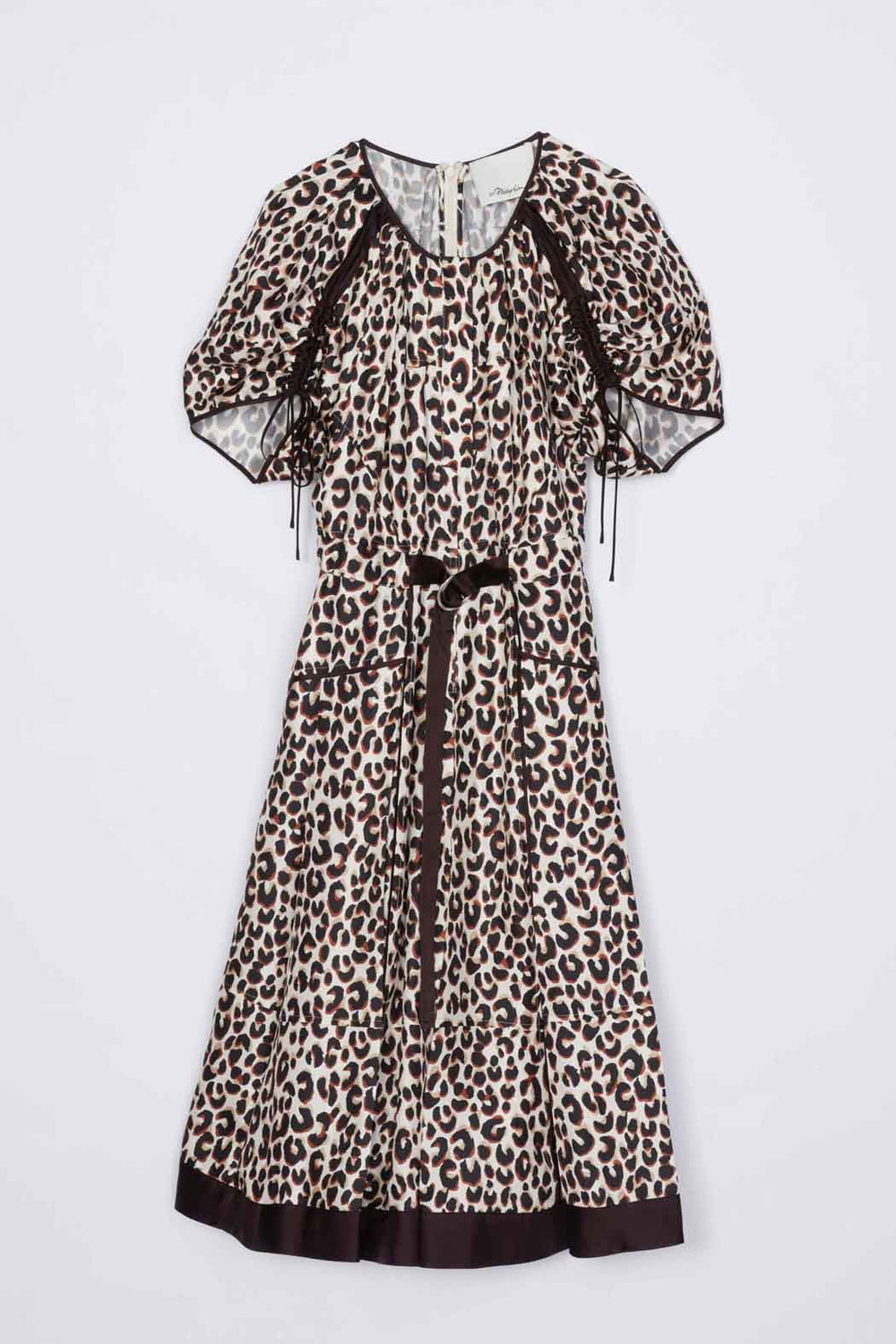 Chalk Multi Leopard Ruched Sleeve Midi Dress | 3.1 Phillip Lim