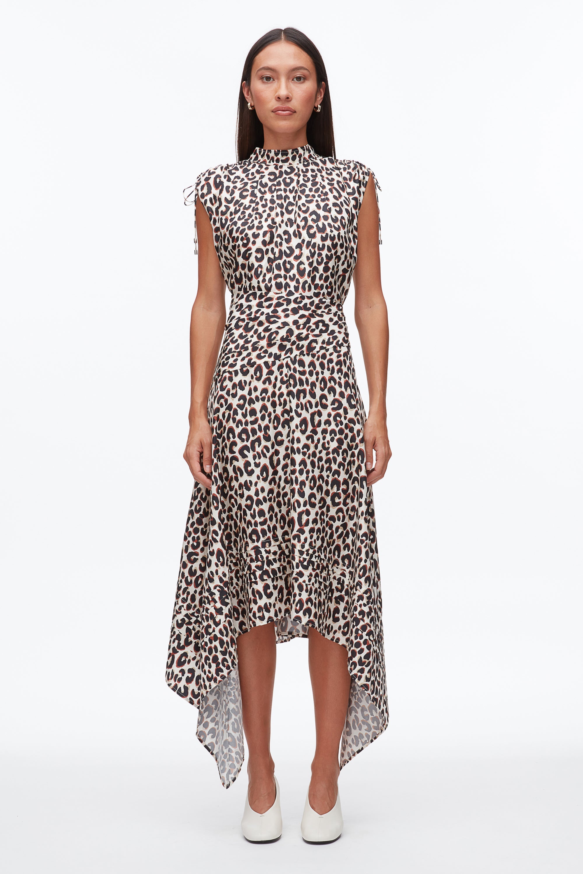 Chalk Multi Leopard Ruched Handkerchief Dress | 3.1 Phillip Lim