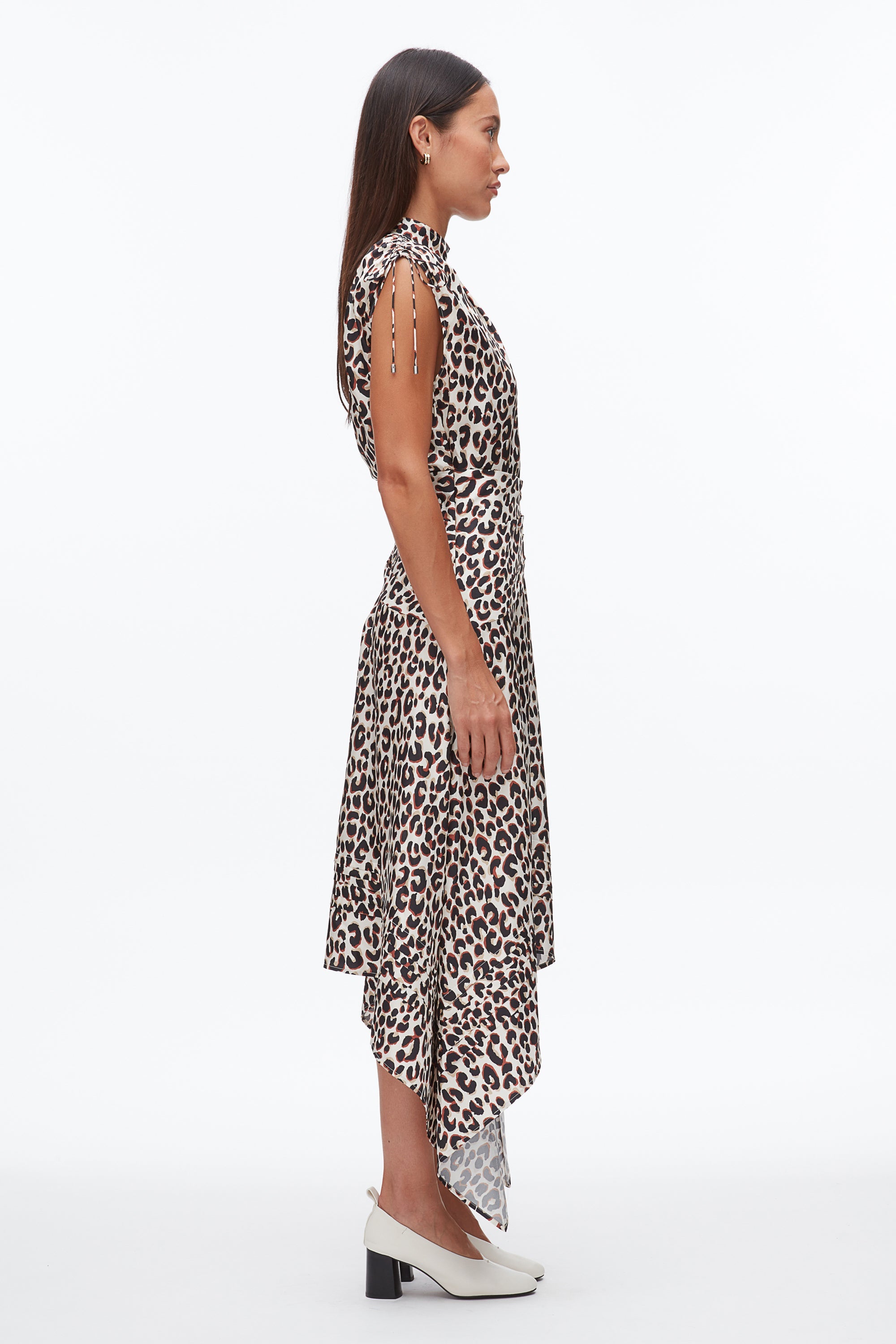 Chalk Multi Leopard Ruched Handkerchief Dress | 3.1 Phillip Lim