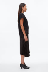Black-Black T-Shirt Combo Dress with Pleated Skirt | 3.1 Phillip Lim