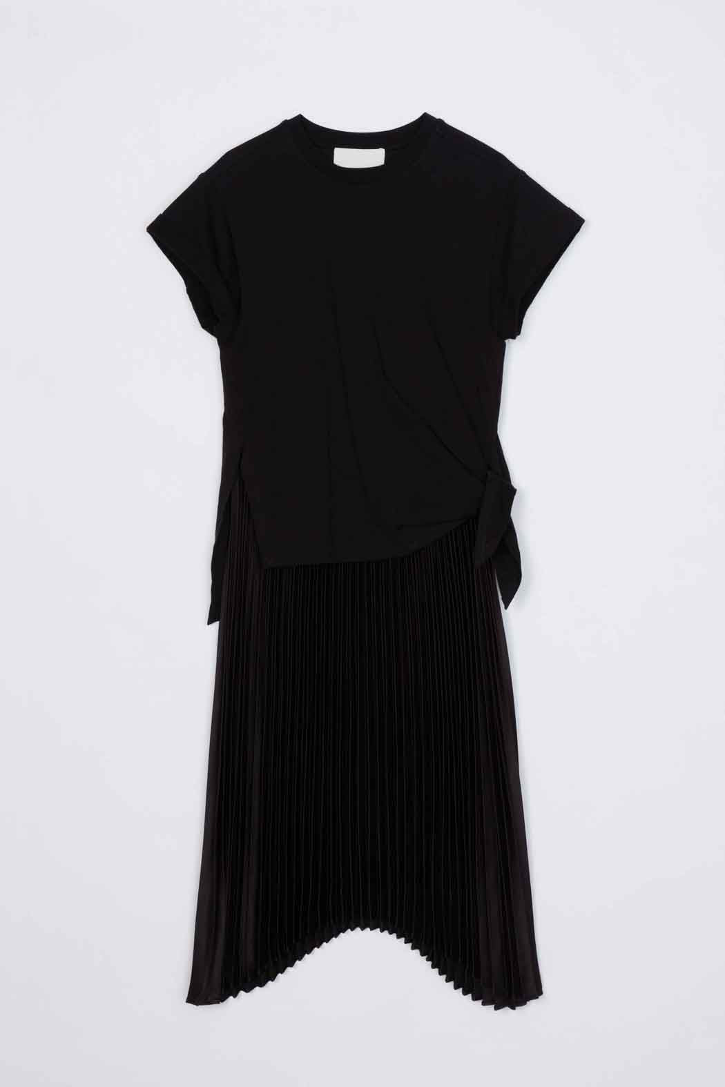 Black-Black T-Shirt Combo Dress with Pleated Skirt | 3.1 Phillip Lim