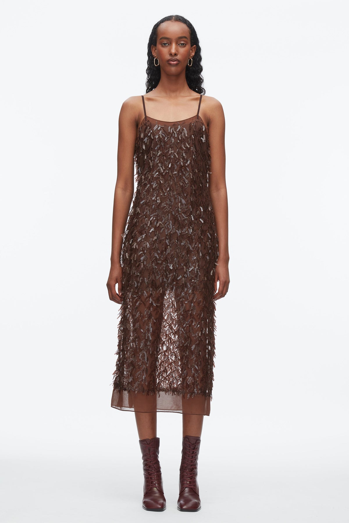 Chocolate Fringe Sequins Slip Dress | 3.1 Phillip Lim