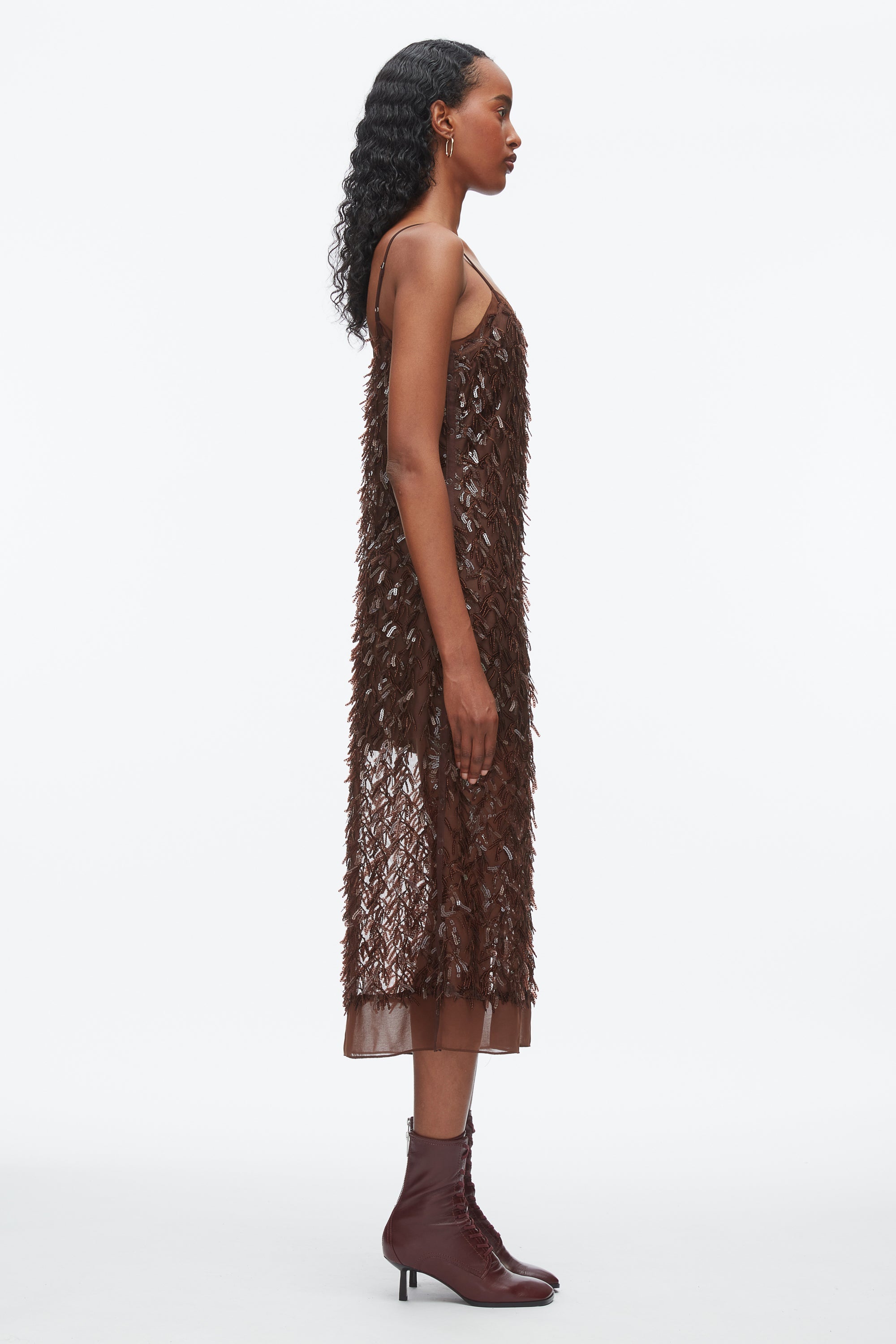 Chocolate Fringe Sequins Slip Dress | 3.1 Phillip Lim