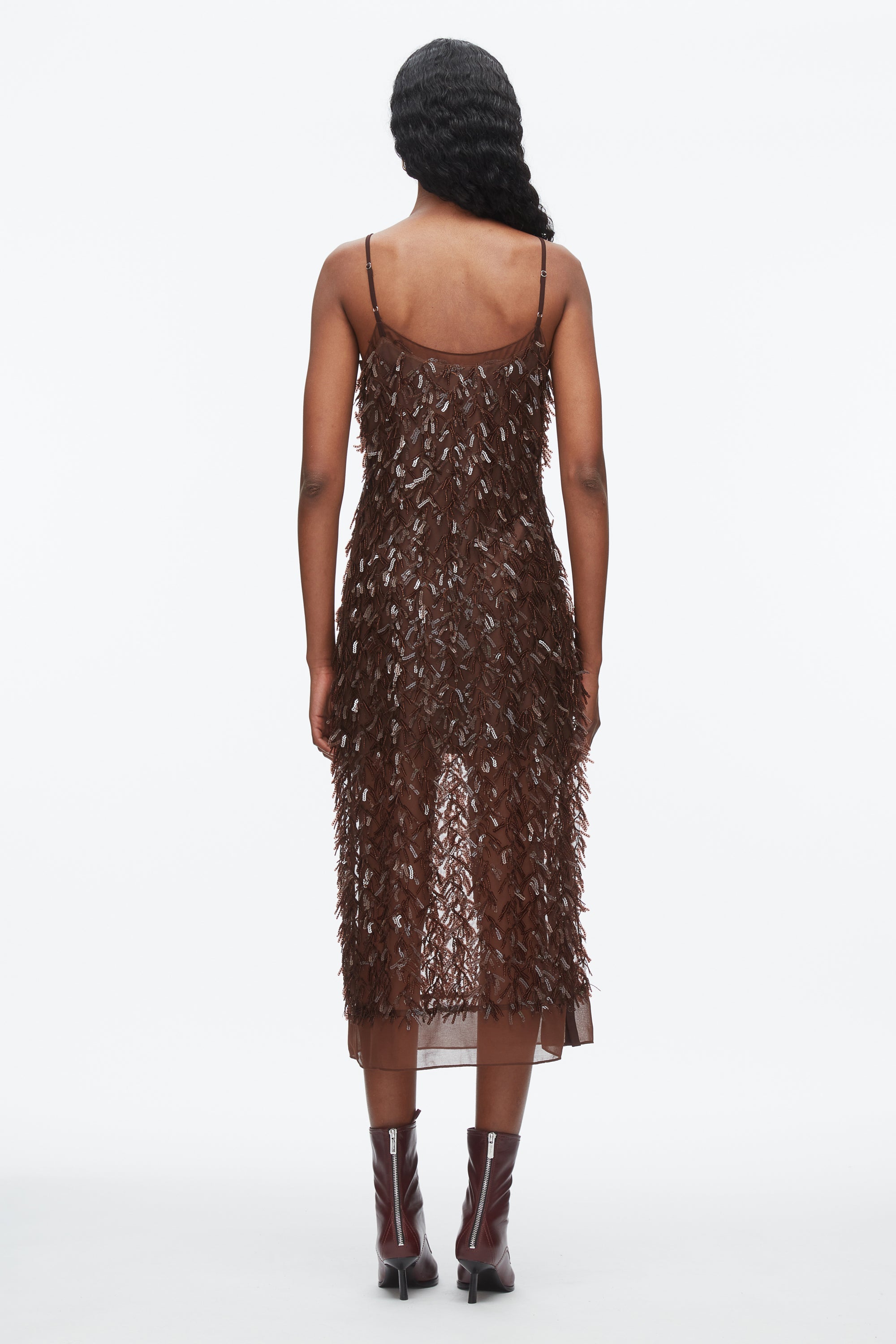 Chocolate Fringe Sequins Slip Dress | 3.1 Phillip Lim