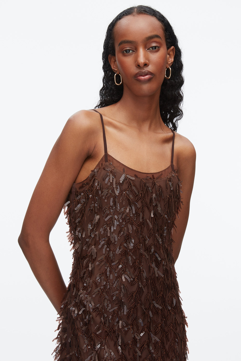 Chocolate Fringe Sequins Slip Dress | 3.1 Phillip Lim