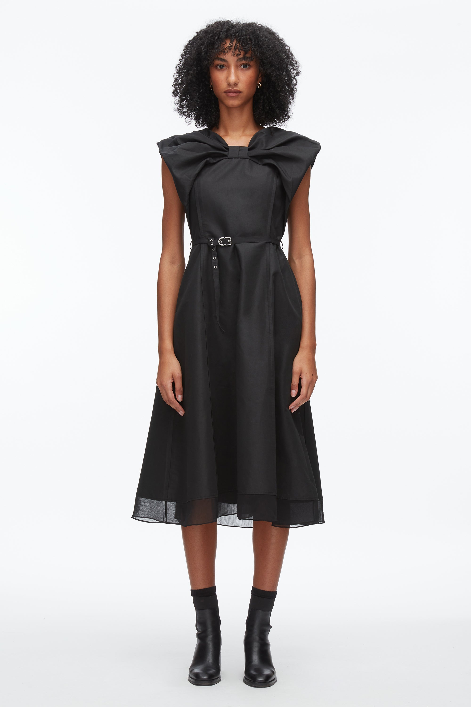 Black Draped Bow Dress with Belt | 3.1 Phillip Lim