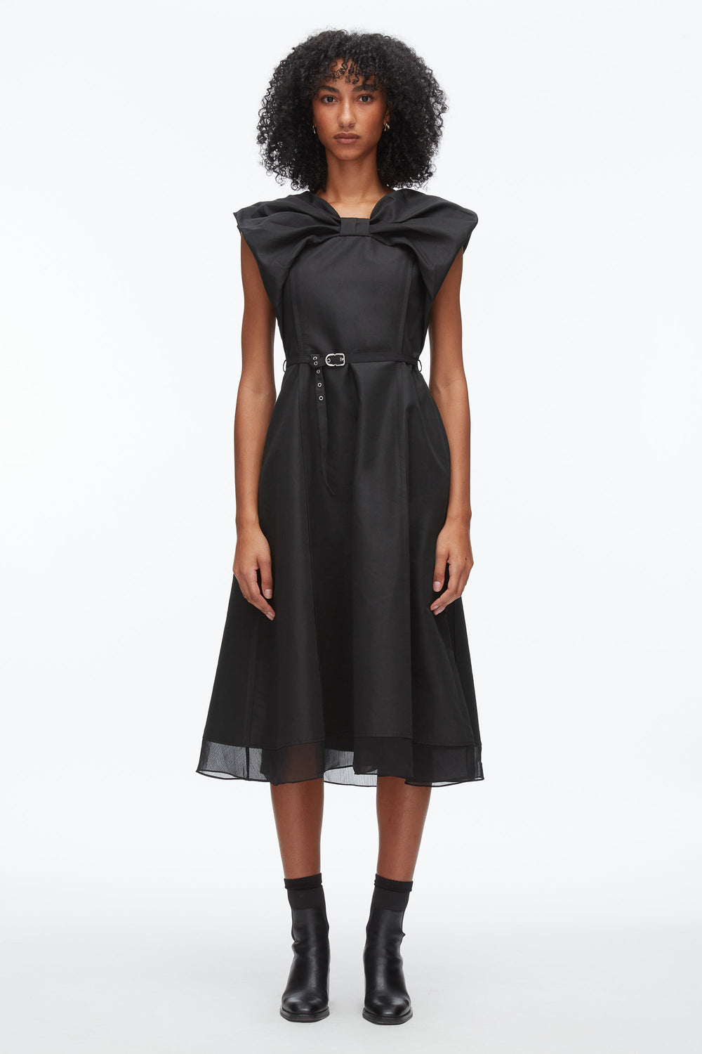 Black Draped Bow Dress with Belt | 3.1 Phillip Lim