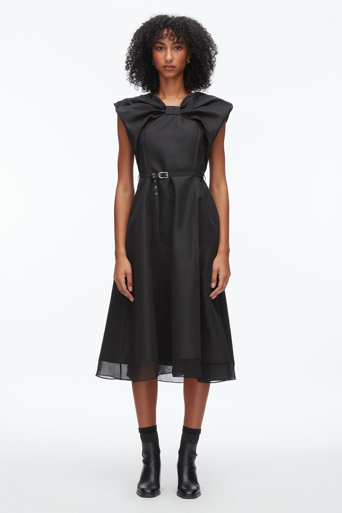 Black Draped Bow Dress with Belt | 3.1 Phillip Lim