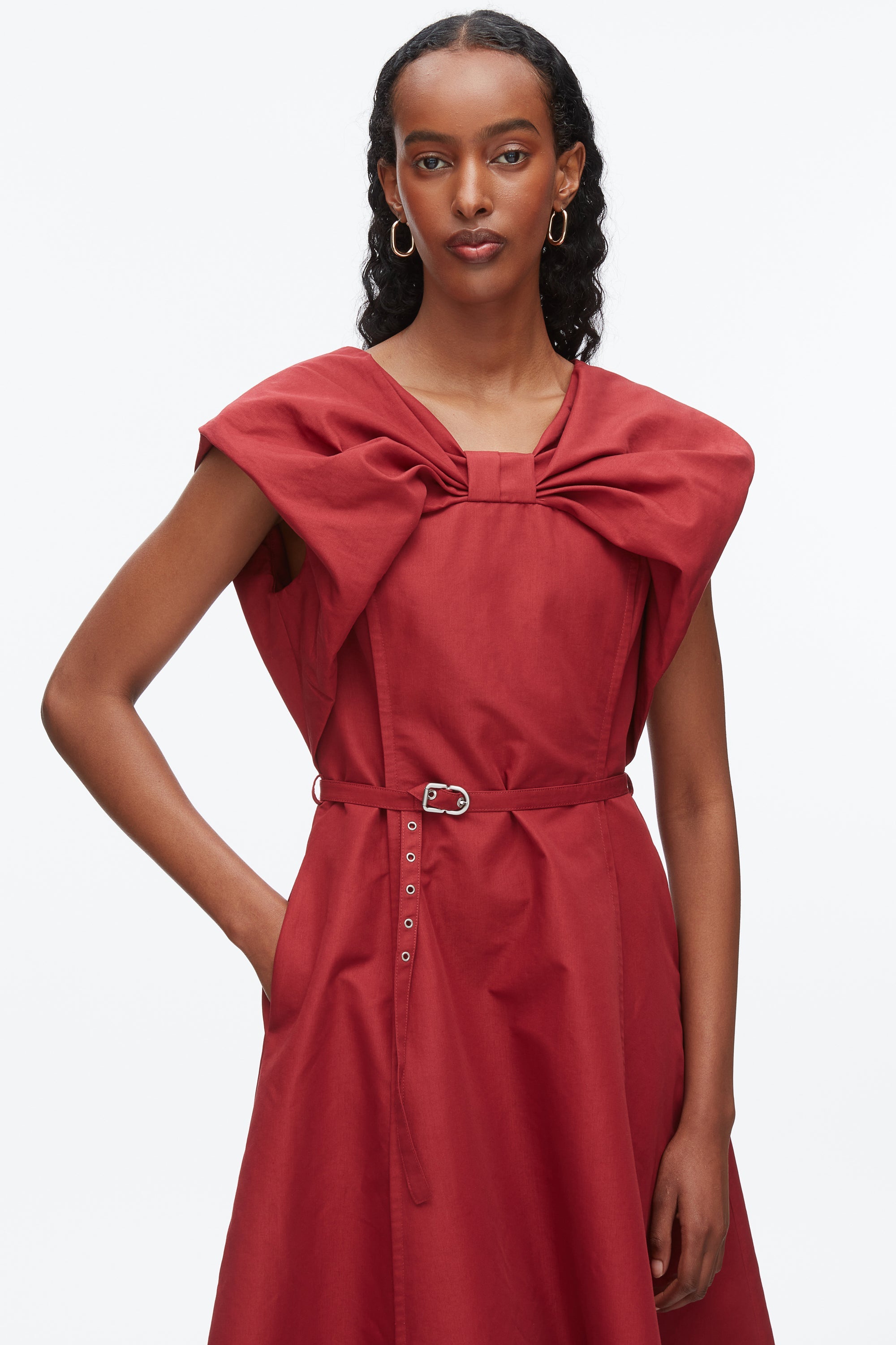 Crimson Draped Bow Dress with Belt | 3.1 Phillip Lim