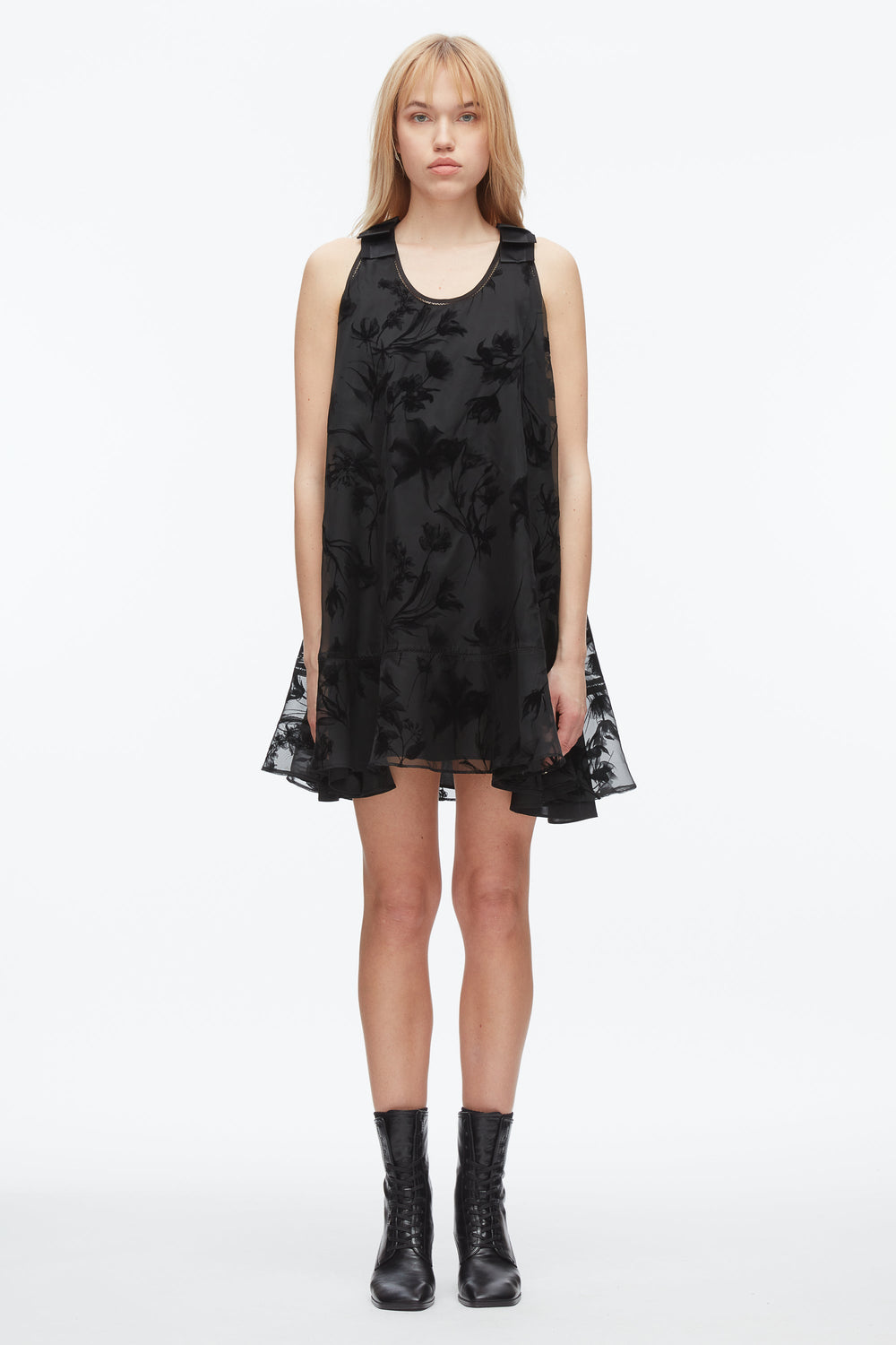 Black Flocked Organza Trapeze Dress | 3.1 Phillip Lim