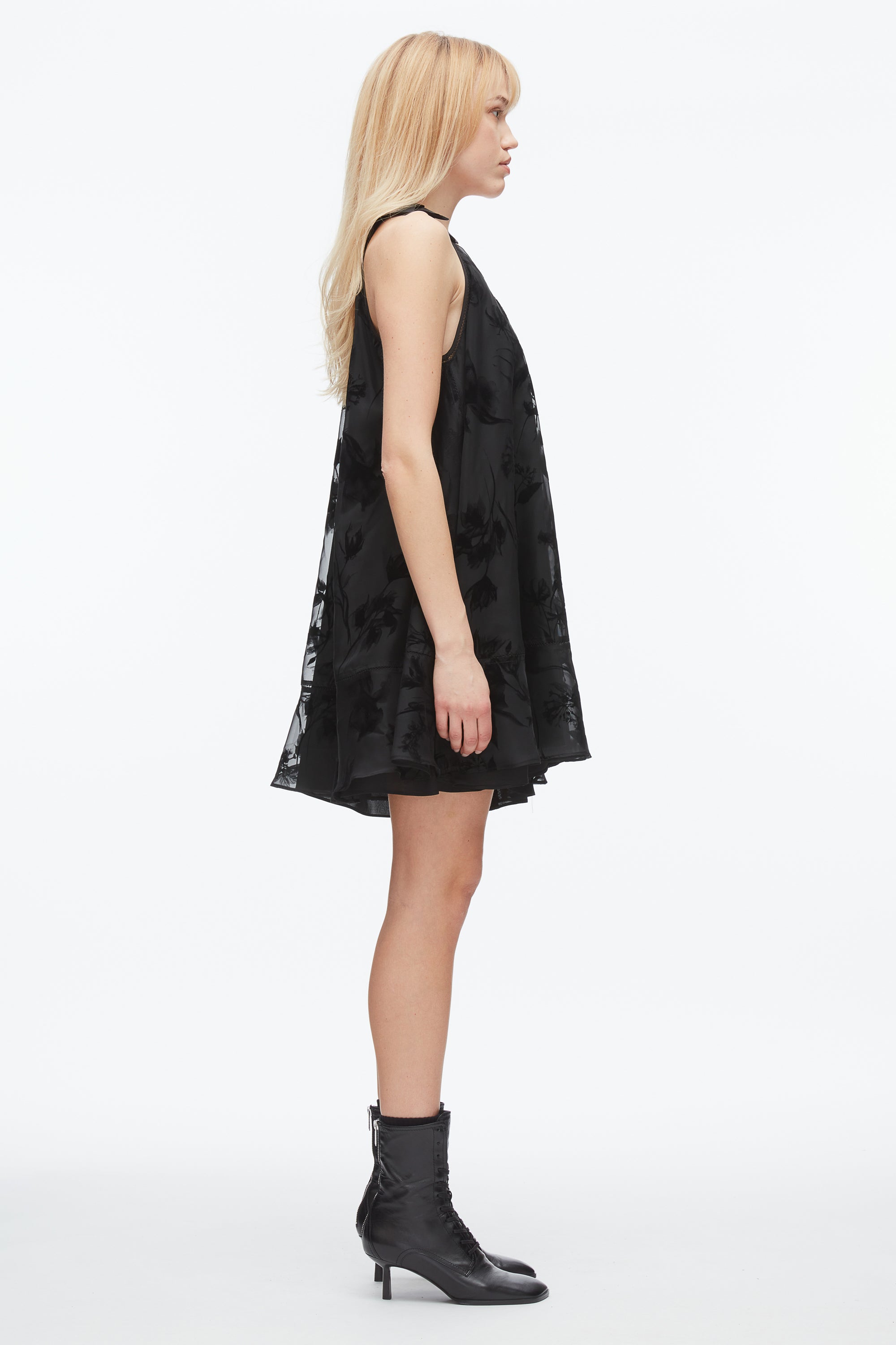 Black Flocked Organza Trapeze Dress | 3.1 Phillip Lim